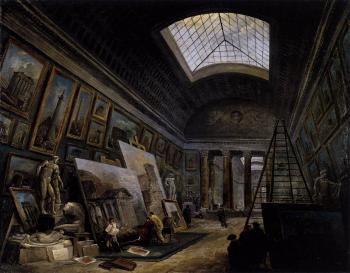休伯特 羅伯特 Imaginary View of the Grande Galerie in the Louvre